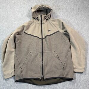 Nike Hoodie Men L Gray Full Zip Tech Fleece Windrunner Panel Drawstring Jacket